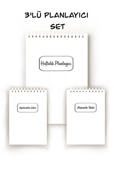 Handeto Kraft Simple 3-Piece Turkish Planner Set, Weekly Planner, Habit Tracker, To-Do List, Daily Planner