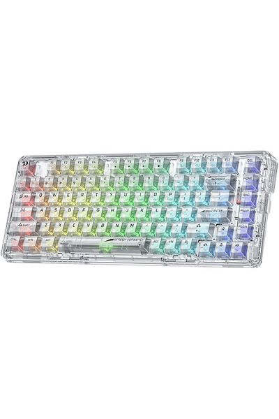 REDRAGON K649 PRO 78% Wireless Gasket RGB Gaming Keyboard, 3-Modes 82 Keys Full-Transparent Mechanic