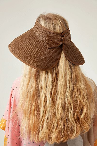 bacc Coffee Bow Wide Open Top Straw Visor Hat Bcnsv-2514624