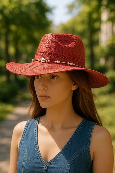 LAGRANZE Beach Hat Premium Straw Hat with Seashell Accessories