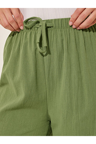 Styli Solid Elastic Waistband Straight Pants