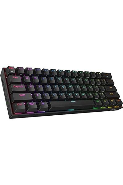 REDRAGON Compact RGB Mechanical Gaming Keyboard, Wireless Bluetooth 2.4GHz Wired, 3 Modes, 61 Keys with Hot-S
