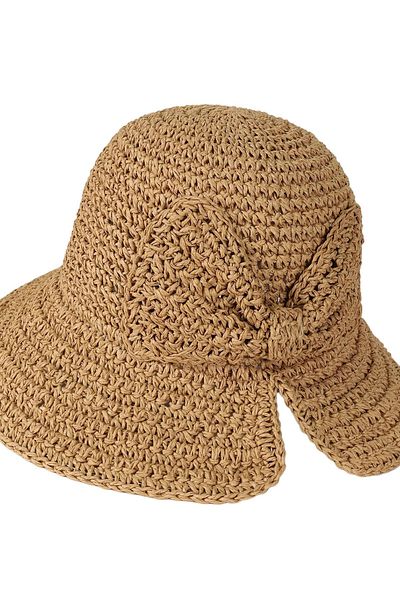 bacc Camel Hand Knitted Bow Straw Hat Bcnsv-2514527