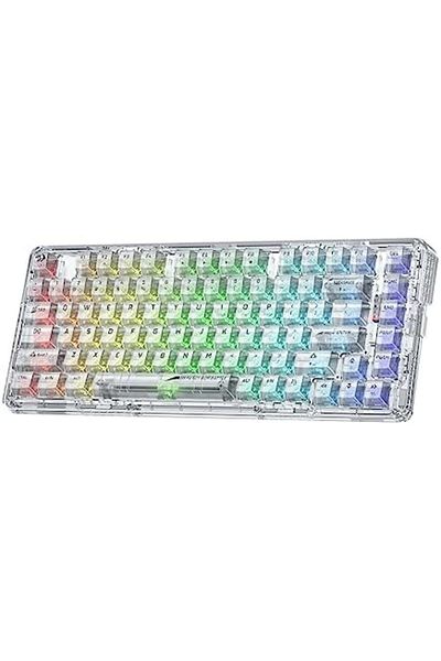 REDRAGON K649 PRO 78% Wireless Gasket RGB Gaming Keyboard, 3-Modes 82 Keys Full-Transparent Mechanic