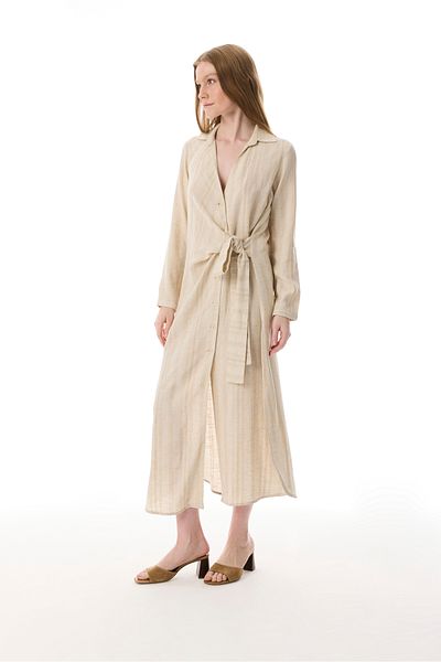 Mudo Striped Shirt Dress with Tie-Up Detail