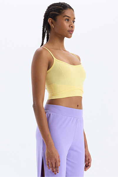 COMEUP Double Layered Thin Strap Crop Top Sun Yellow