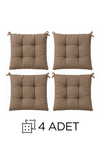 dt dejavu.teks 4 Adet Yumuşak Bej Sandalye Minderi 4’lü Set Kare 40x40cm Kolt...