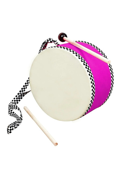 BAMTEBİ Askılı Deri Çocuk Davulu 2 Tokmaklı Davul 17 Cm Pembe Davul