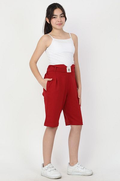 ASYAKİDS CLUB Girl's Summer Combed Cotton Sports Capri with Pockets