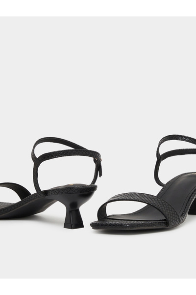 Styli Animal Textured Ankle Strap Kitten Heel Sandals