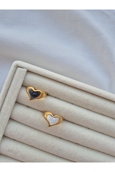 Panelya خاتم قابل للتعديل على شكل قلب رمادي لامع