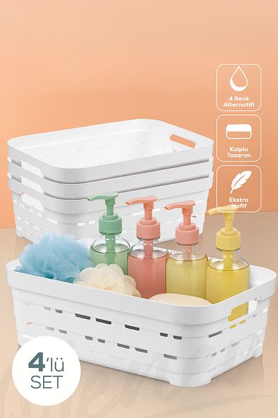 Vienev 4-Piece 8.2 Liter Perforated Storage Box White