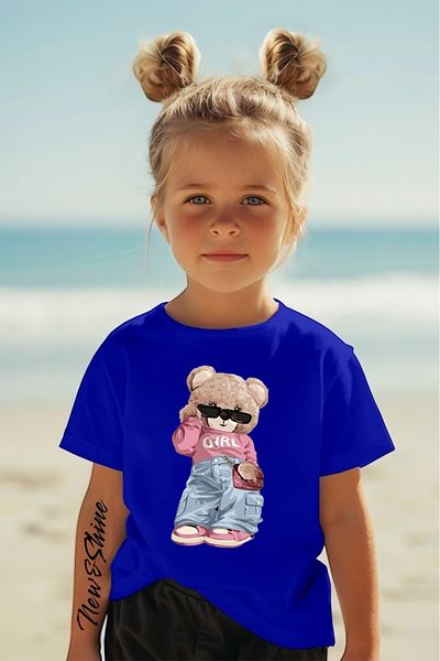 New Shine TRIOC COOL GIRL BEAR IMPRIMAT OVERSIZE COPII