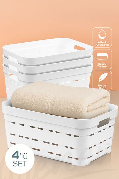 Vienev 4-Piece 10.8 Liter Perforated Storage Box White