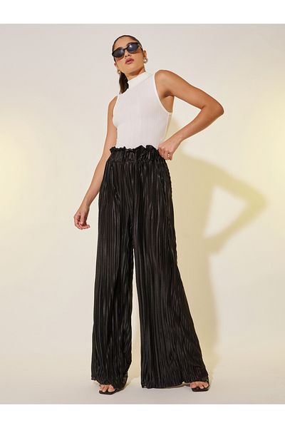 Styli Solid Pleated Relaxed Fit Pants