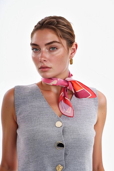 bacc Red Floral Patterned Bandana Scarf Bcnsv-2515317