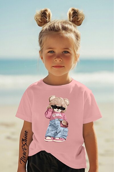New Shine COOL GIRL BEAR T-SHIRT ZA DECU SA OTISKOM, VEĆA VELIČINA