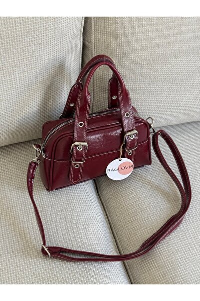 BAGLOVİS Hangers Adjustable Buckle Detail Burgundy Women's Shoulder Bag En25 Size15