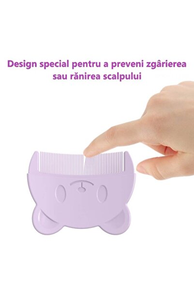 SUPER TRENDS Soft Silicone Baby Bath Brush and Comb Set, Purple Milk Crust Removal