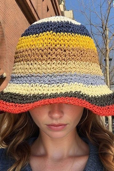 bacc Red Hand Knitted Straw Hat Bcnsv-2514515