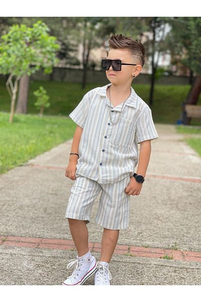 Uslukids Boy's Cotton Striped Bottom-Top Set