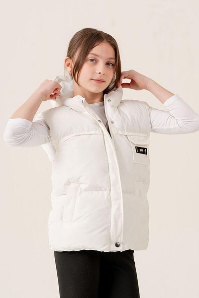 ASYAKİDS CLUB Girl's Hooded Pocket Lined Seasonal Puffer Vest