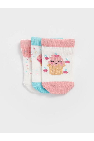 LC Waikiki Printed Baby Girl Booties Socks 3-Piece