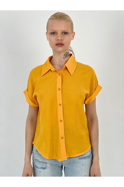 So Sweet Women's Casual Short Sleeve Orange Shirt