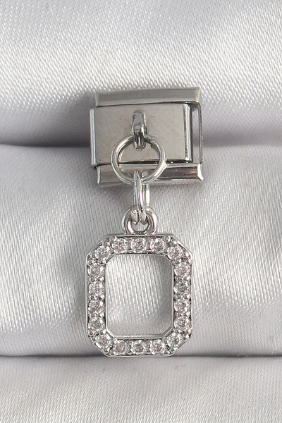 NEZADE STORE 316L Steel Silver Color Hanging Zircon Stone Square Model Nomination Charm - Tj-Bc1382