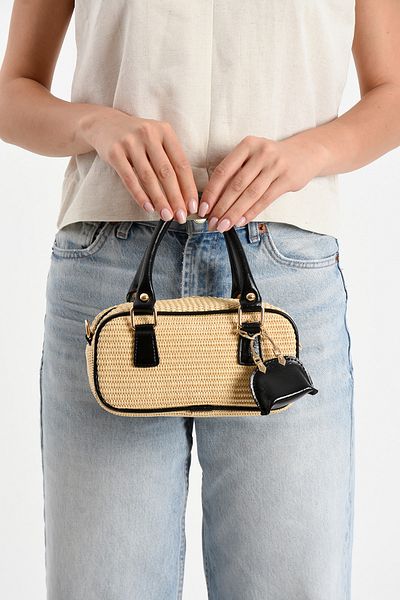 Night Geantă de mână și de umăr pentru femei Perry Model Wicker Black Charm Gift