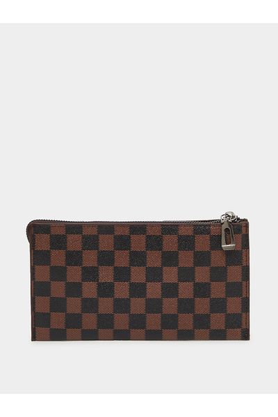 Styli Brown Checkered Handbag