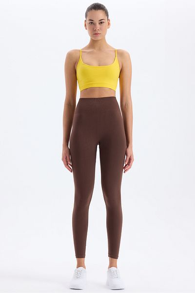 COMEUP Basic Sports Lightweight Leggings Cocoa Brown