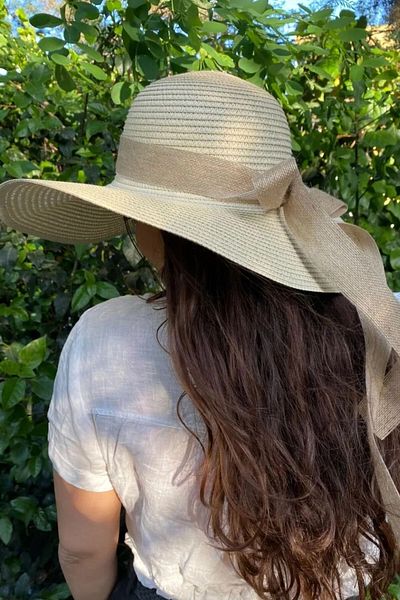 bacc Beige Jute Rope Bow Wide Straw Hat Bcnsv-2514232-32