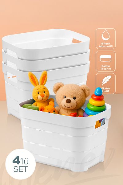 Vienev 4-Piece 5 Liter Perforated Storage Box White