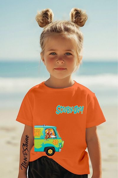 New Shine Scooby Doo Mini Bus Printed Oversize Children's T-Shirt