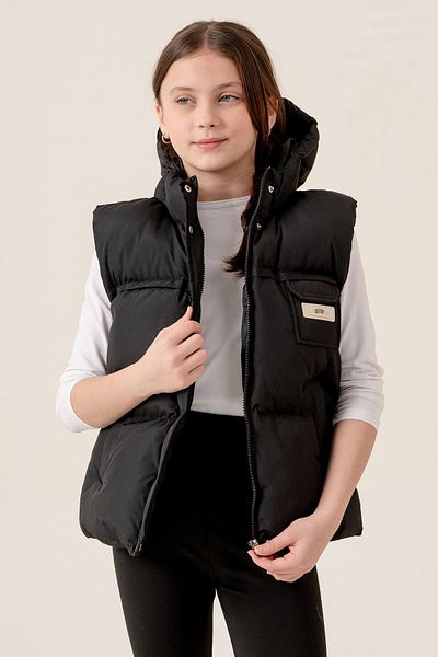 ASYAKİDS CLUB Girl's Hooded Pocket Lined Seasonal Puffer Vest