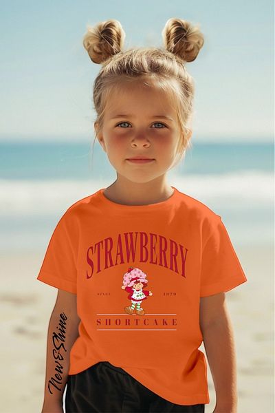 New Shine Strawberry Girl Strawberry Girl Printed Oversized Children's T-Shirt