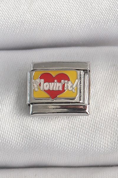 NEZADE STORE 316L Steel Silver Color Yellow Red Heart'I Love' Engraved Nomination Charm - Tj-Bc1391