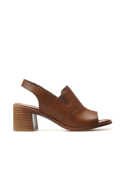 Venüs Women's Genuine Leather Heeled Sandals 25Y 24381825Y Z Tan