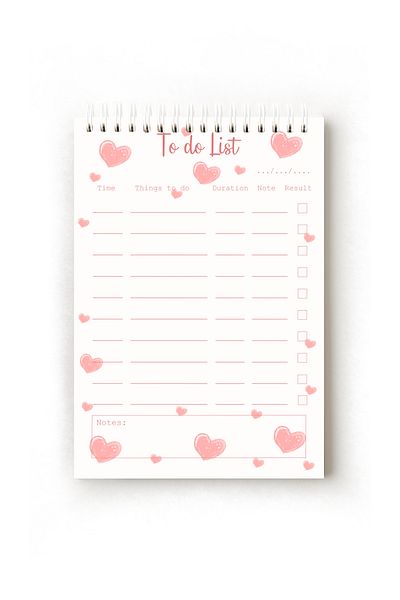 Handeto Kraft Heart Themed English to Do List, A5 to Do List, Planner, Task List, Planner
