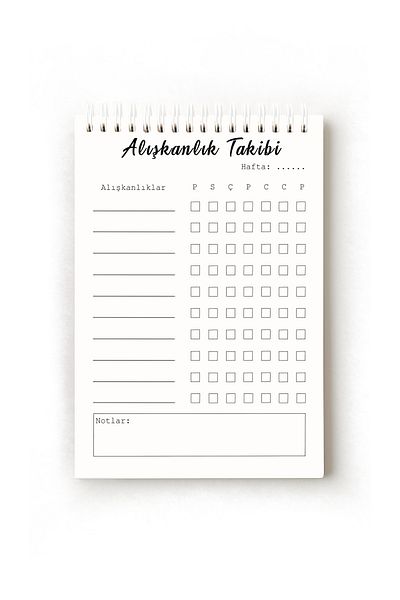 Handeto Kraft Simple Minimalist Turkish Habit Tracker, A5 Habit Tracker, Routine Notebook, Planner, Planner
