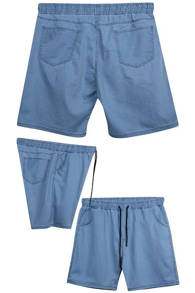 marufshop Ανδρικό τζιν σορτς με κορδόνια Lycra με σωματικό σχήμα Κατάλληλο για Μεγάλο Μέγεθος 120 - 157 κιλά