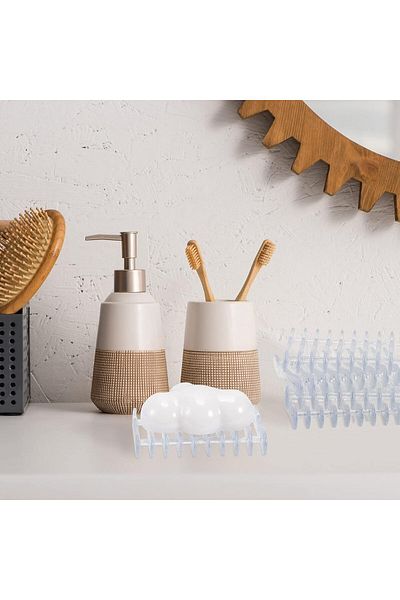 MAİN SHOP Grating Soap Holder Self Draining Soap Tray Transparent for Bathroom Toilet Kitchen 1Pcs M-132