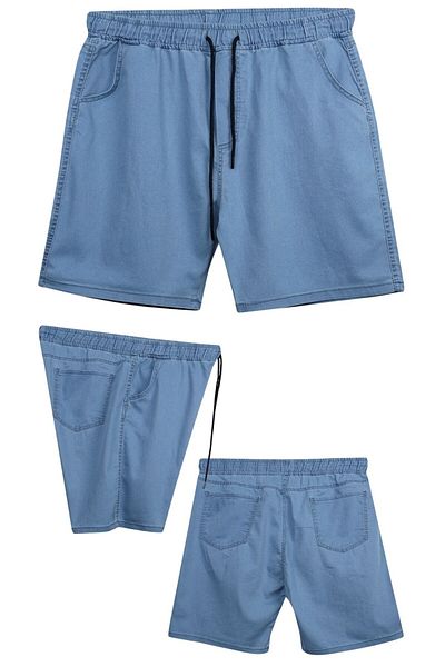 marufshop Ανδρικό τζιν σορτς με κορδόνια Lycra με σωματικό σχήμα Κατάλληλο για Μεγάλο Μέγεθος 120 - 157 κιλά