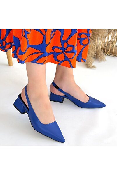 BESKAR Morji Blue Skin Heeled Shoes
