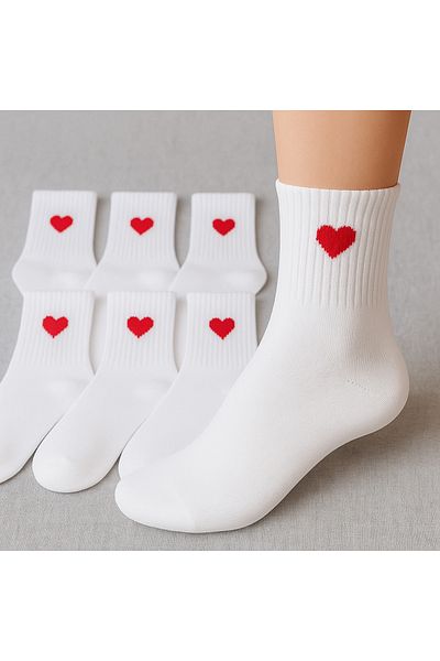 Bilal SOCKS Women's Hearted College Socks Long Cotton Heart Patterned Socks 4-Pack