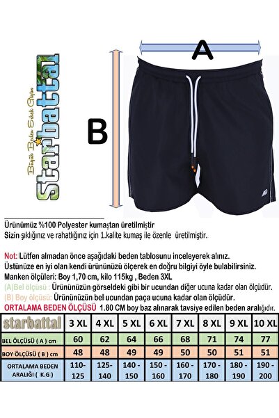 Starbattal Büyük Beden Klasik Deniz Şortu 23677 NEFTI