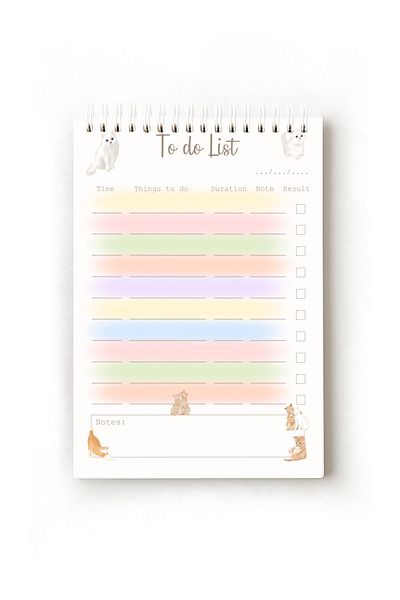 Handeto Kraft Cat Themed English to Do List, A5 to Do List, Planner, Task List, Planner