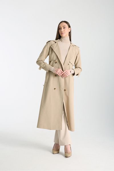 Soydan Güner Mink 5789 - Mid-Length Trench Coat with Water Repellent Features and Raglan Sleeves