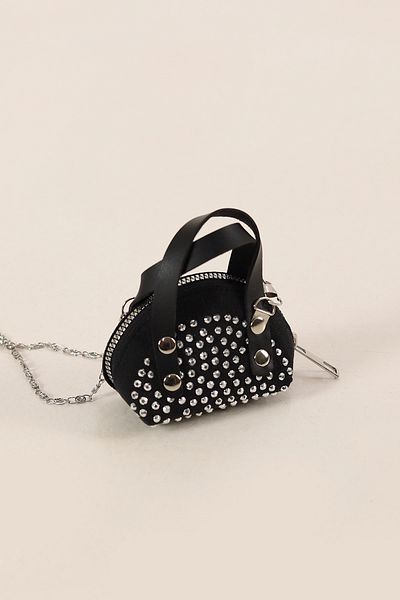 FHD BAGS Geantă de mână și de umăr cu design de piatră de dimensiuni mini, cu un singur compartiment, curea de lanț